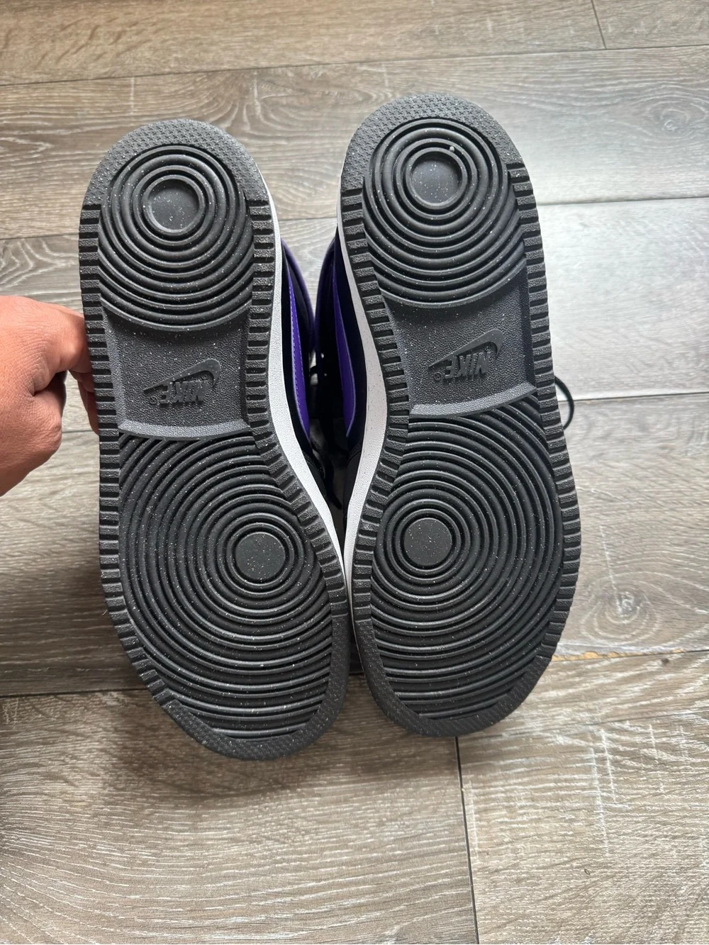 Jordan Black and Purple High-Top Sneakers